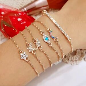 Elegant Gold and Silver Charm Bracelet Set